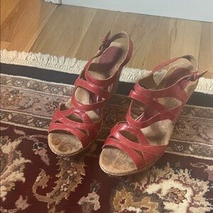 B.O.C. Red Strappy Women's Sandals, Size 8